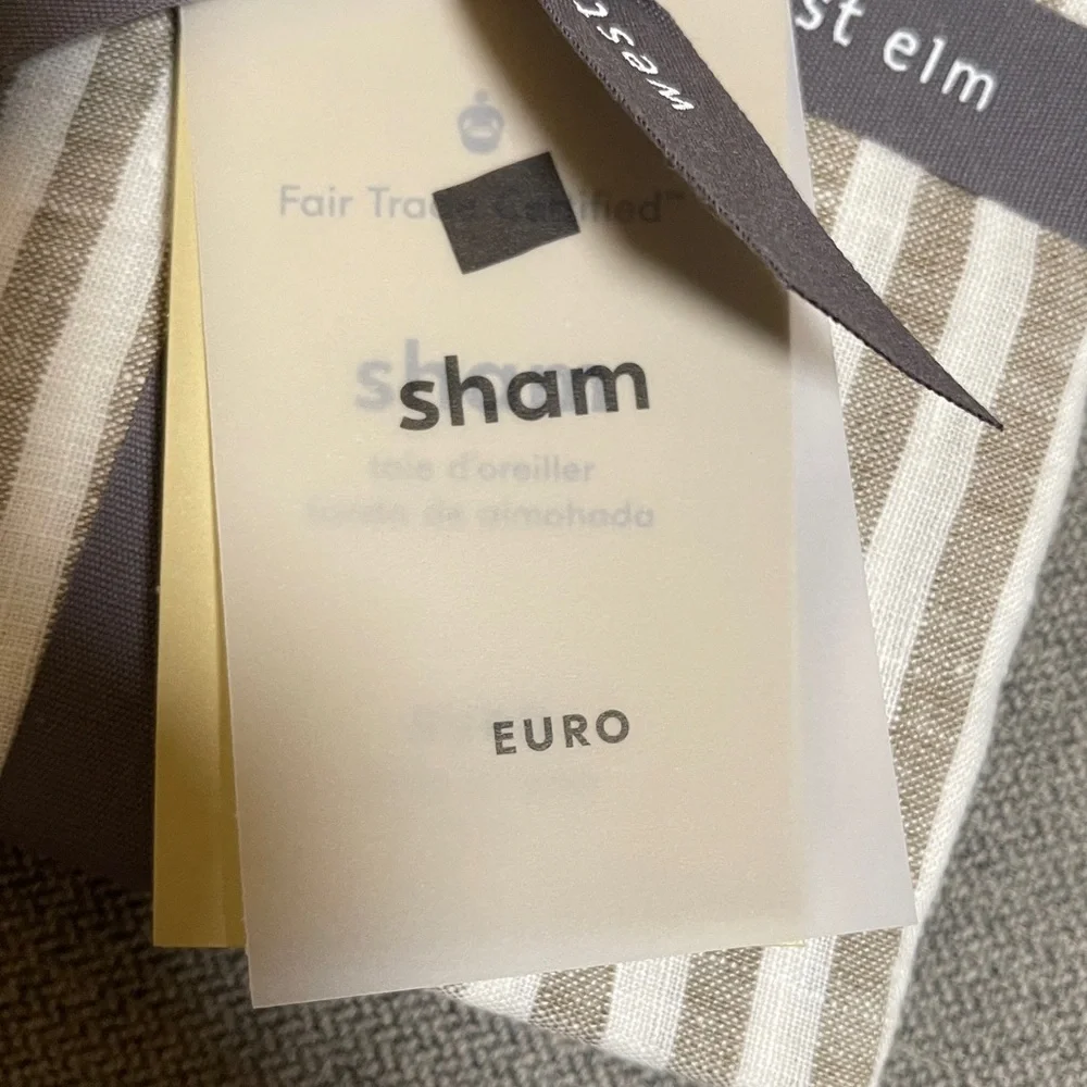 West Elm European Flax Linen Classic Stripe Euro Sham